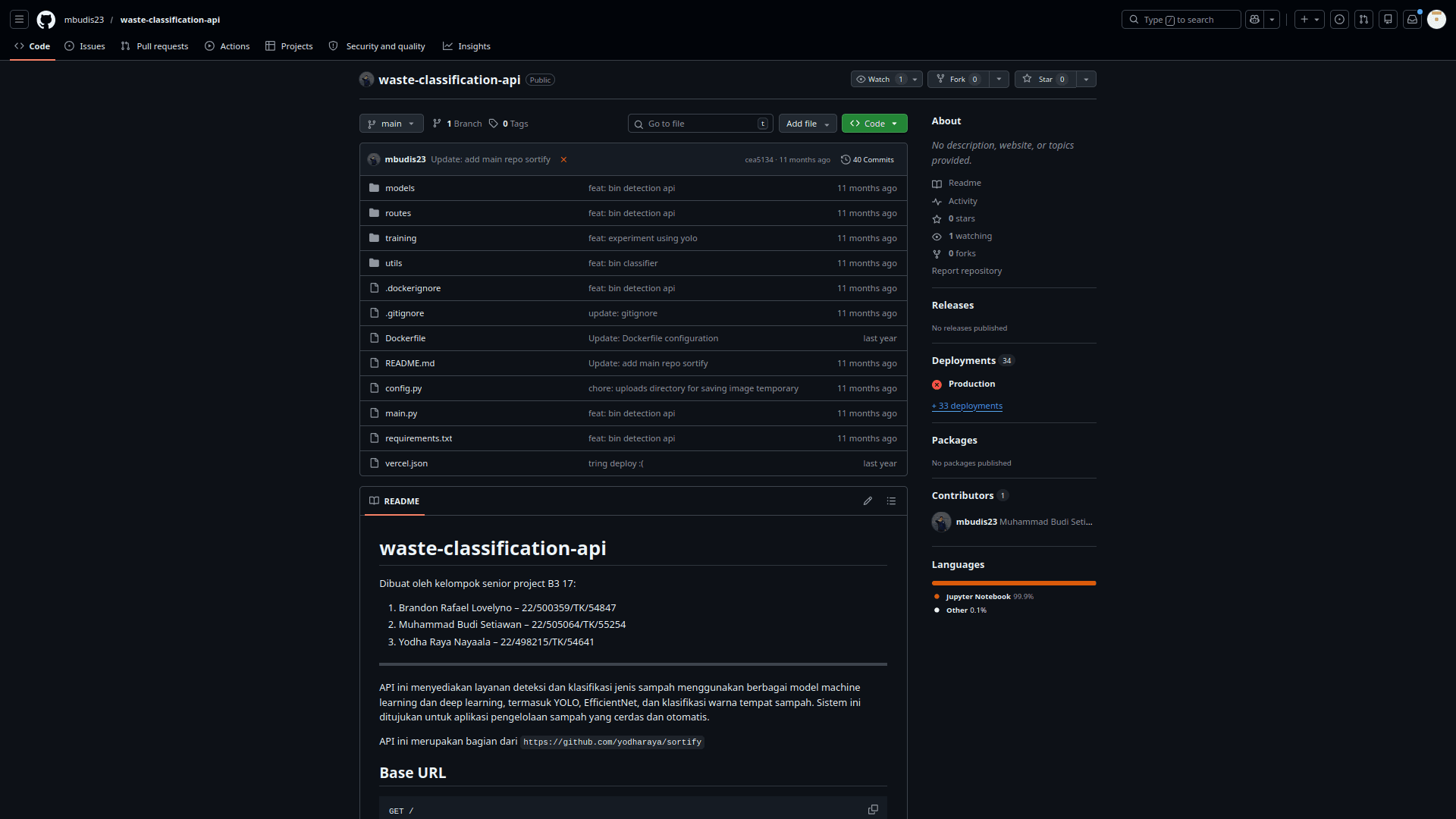 Waste Classification API